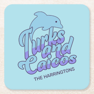 Individuelle Name Turks und Caicos Dolphin Rechteckiger Pappuntersetzer