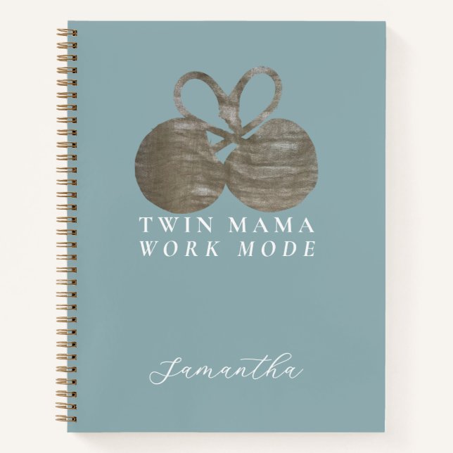 Individuelle Name Twin Mama Arbeitsmodus Dusty Blu Notizbuch (Vorderseite)