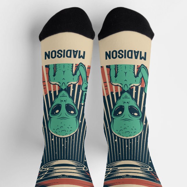 INDIVIDUELLE NAME UFO ALIEN SOCKEN (Oben)