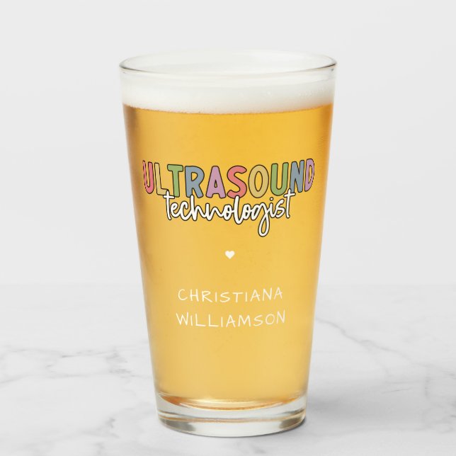 Individuelle Name Ultrasound Technologist Geschenk Glas (Vorne (Gefüllt))