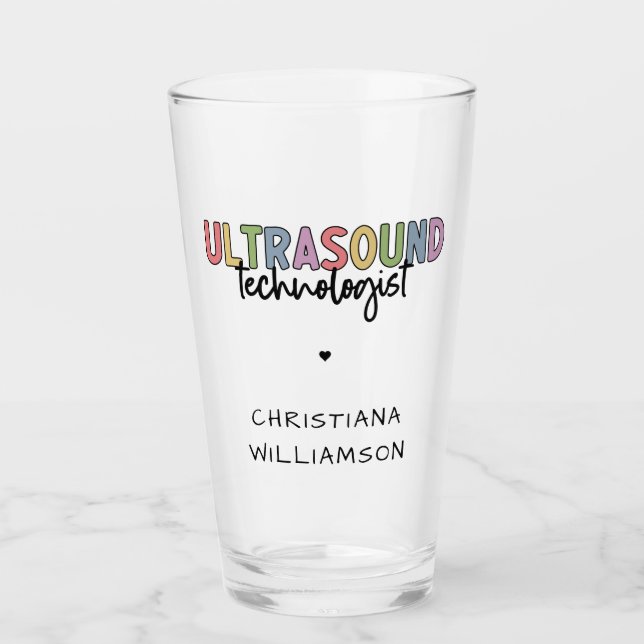 Individuelle Name Ultrasound Technologist Geschenk Glas (Vorderseite)