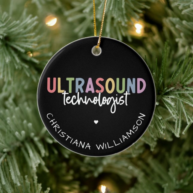 Individuelle Name Ultrasound Technologist Geschenk Keramik Ornament (Baum)