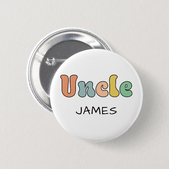 Individuelle Name Uncle Retro-Geschenk | PERSONALI Button (Vorne & Hinten)