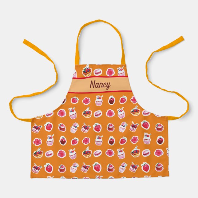 Individuelle Name und Cupcake Print Schürze (Vorderseite)