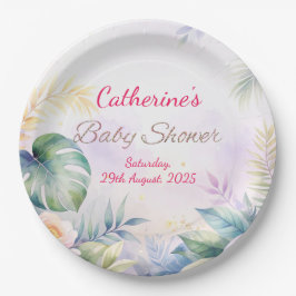 Individuelle Name und Date Tropical Blume Kinderdu Pappteller