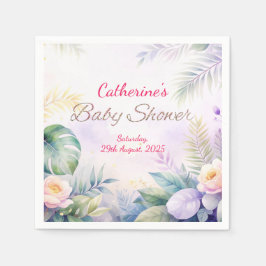 Individuelle Name und Date Tropical Blume Kinderdu Serviette