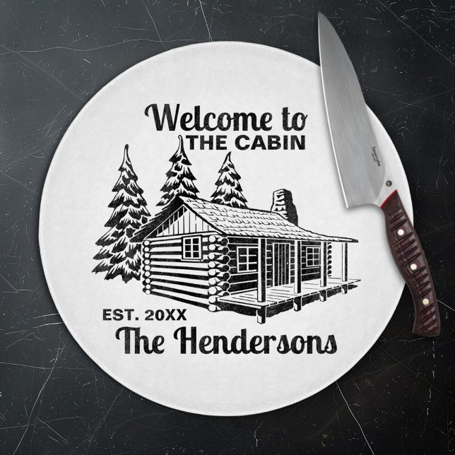 Individuelle Name- und Datumskabine mit Bäumen Schneidebrett (Von Creator hochgeladen)