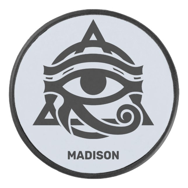 Individuelle Name und Farbauge am Horus Eishockey Puck (Vorderseite)