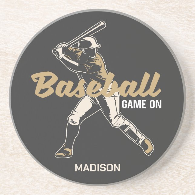 Individuelle Name- und FarbBaseball-Player Getränkeuntersetzer (Vorne)