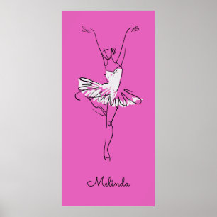 Individuelle Name und Farbe Ballerina-Poster Poster