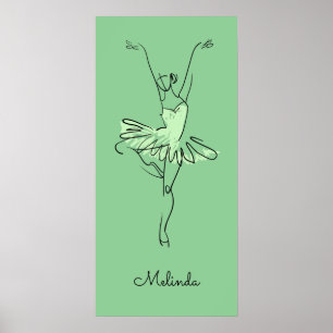 Individuelle Name und Farbe Ballerina-Poster Poster