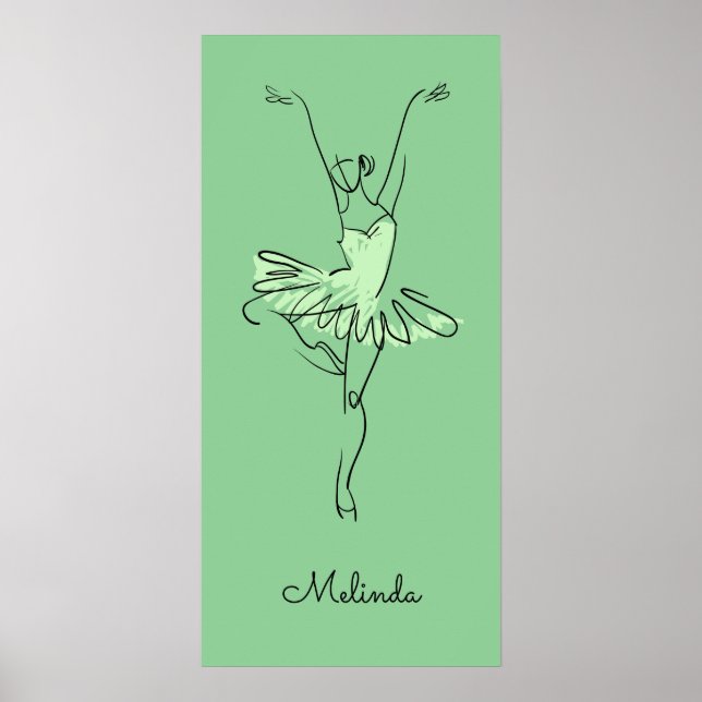 Individuelle Name und Farbe Ballerina-Poster Poster (Vorne)