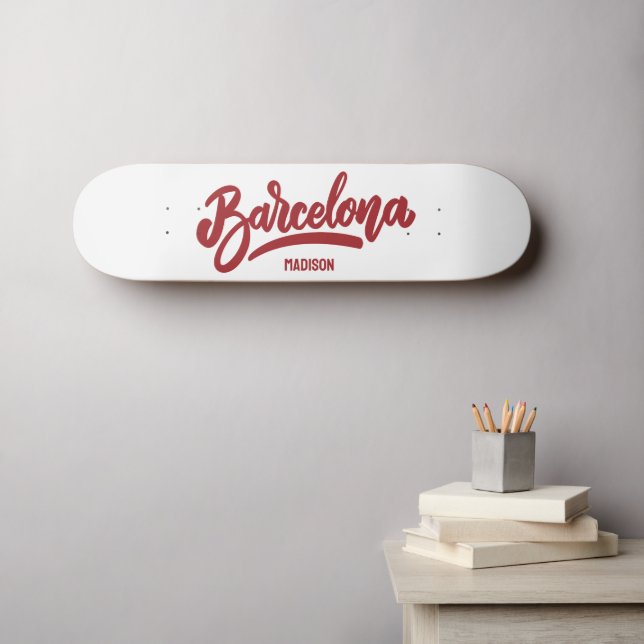 Individuelle Name und Farbe Barcelona Skateboard (Wandkunst (Horz))