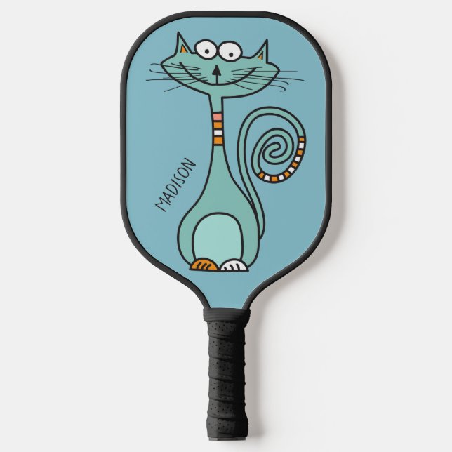 Individuelle Name und Farbe Funny Cat Pickleball Schläger (Vorderseite)