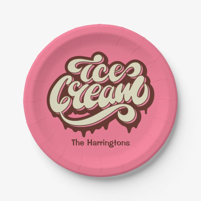 Individuelle Name- und Farbeiscremepapier-Teller Pappteller (Vorderseite)