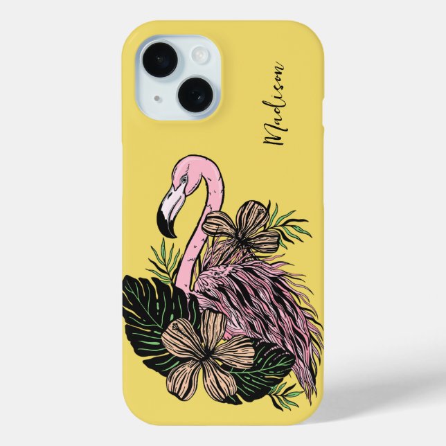 Individuelle Name und Farbrosa Flamingo Case-Mate iPhone Hülle (Rückseite)