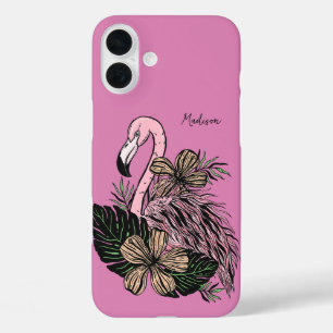 Individuelle Name und Farbrosa Flamingo iPhone 16 Plus Hülle