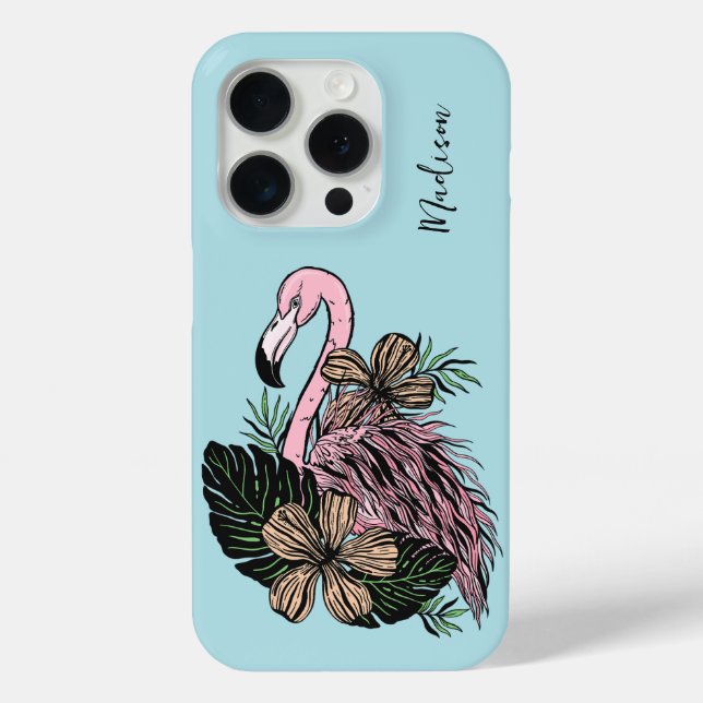 Individuelle Name und Farbrosa Flamingo Case-Mate iPhone Hülle (Rückseite)