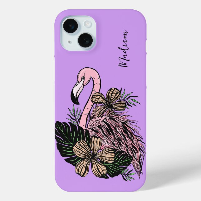 Individuelle Name und Farbrosa Flamingo Case-Mate iPhone Hülle (Rückseite)