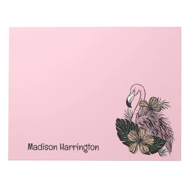 Individuelle Name und Farbrosa Flamingo Notizblock (Vorderseite)
