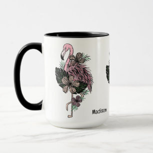 Individuelle Name und Farbrosa Flamingo Tasse