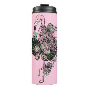 Individuelle Name und Farbrosa Flamingo Thermosbecher