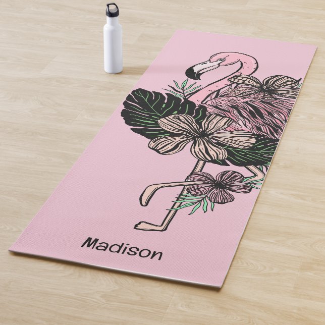 Individuelle Name und Farbrosa Flamingo Yogamatte (Beispiel)