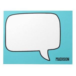 Individuelle Name- und Farbsprechblase Notizblock