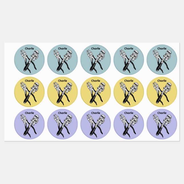 Individuelle Name- und FarbTOOLS Etiketten (Blatt)