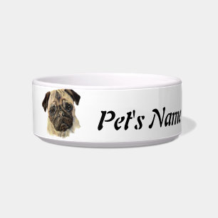 Individuelle Name und Foto Mops Haustier, Hund Napf