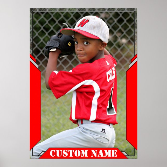 Individuelle Name und Foto Red Sports Poster (Vorne)