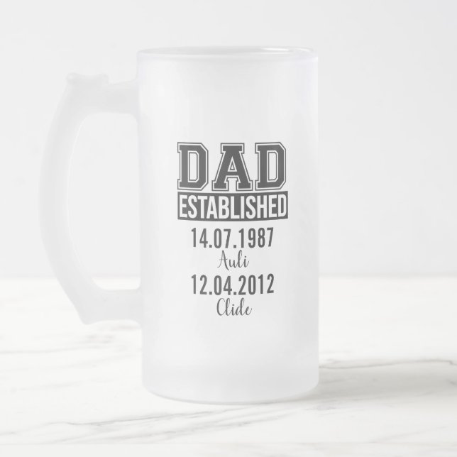 Individuelle Name und Geburtsgeschenk für Vater Mattglas Bierglas (Links)