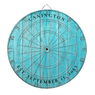 individuelle Name und Hochzeitstag Türkis  Dartscheibe