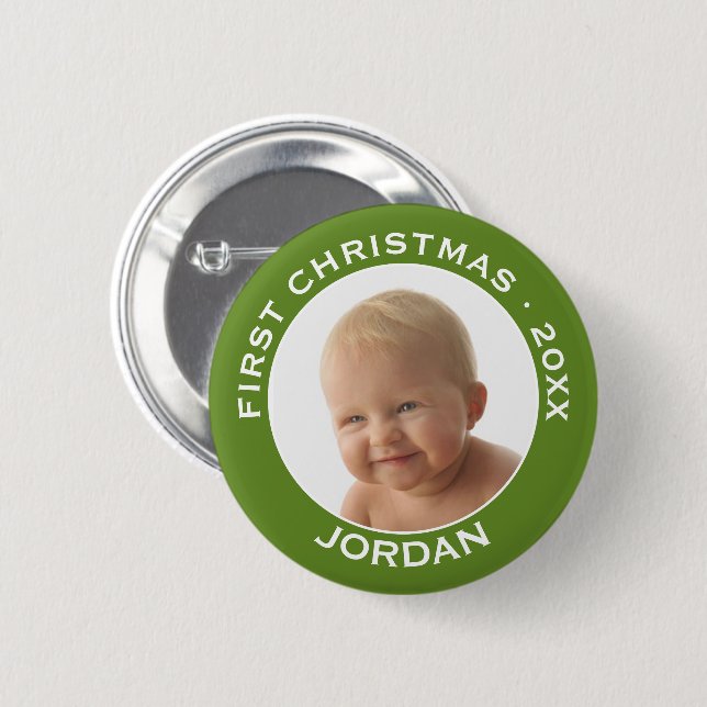 Individuelle Name und Jahr des ersten Weihnachtsju Button (Vorne & Hinten)