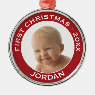 Individuelle Name und Jahr des ersten Weihnachtsju Silbernes Ornament