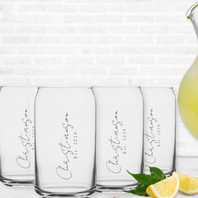 Individuelle Name und Jahr Dosenglas (Custom Can Glasses available individually or as a set of two or four glasses.)