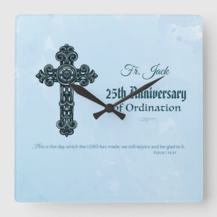 individuelle Name und Jubiläumsjahr Ordination, P Quadratische Wanduhr