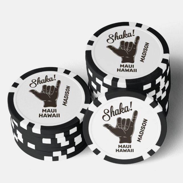 Individuelle Name und Lage Shaka Pokerchips (Stapel)