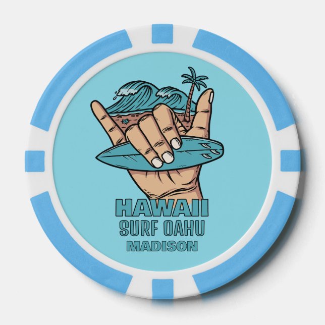 Individuelle Name und Lage Surf Shaka Pokerchips (Vorderseite)