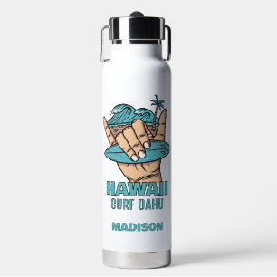 Individuelle Name und Lage Surf Shaka Trinkflasche