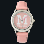 Individuelle Name und Mit Monogramm Fetttypografie Armbanduhr<br><div class="desc">Individuelle Name und Mit Monogramm mutige Typografie Pink Watch.</div>