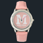 Individuelle Name und Mit Monogramm Fetttypografie Armbanduhr<br><div class="desc">Individuelle Name und Mit Monogramm mutige Typografie Pink Watch.</div>