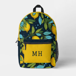 Individuelle Name- und Monogram-Lemon-Muster Bedruckter Rucksack