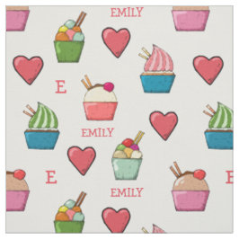 Individuelle Name- und Monogramm-Eiscreme-Stoffe n Stoff