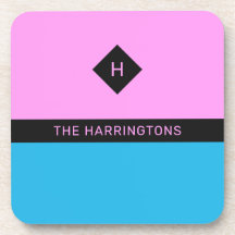 Individuelle Name- und Monogramm-Untersetzer-Set