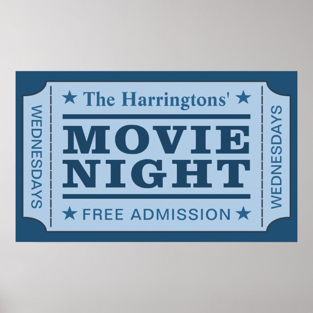 Individuelle Name- und Tagesposter "Movie Ticket" Poster (Vorne)