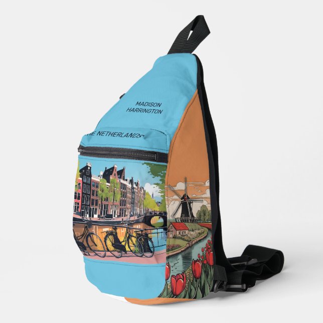 Individuelle Name und Text Amsterdam Crossbody Bag (Rechte Ecke)
