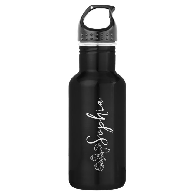 Individuelle Name und Text auf Schwarz Edelstahlflasche (Vorderseite)