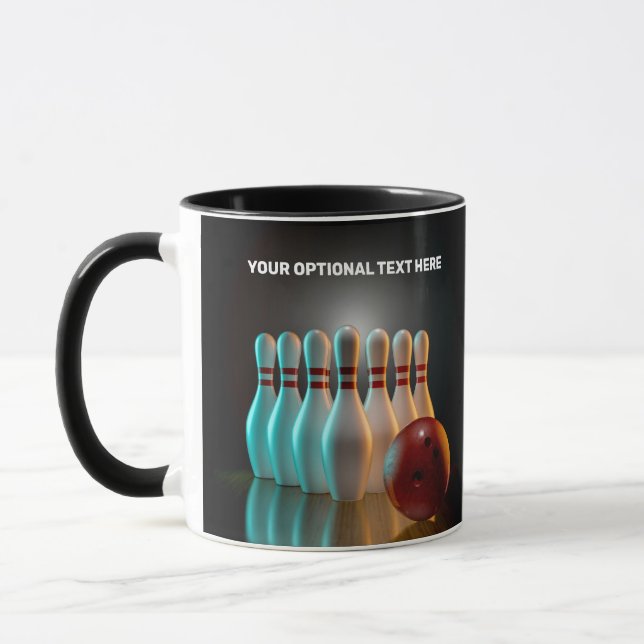 Individuelle Name- und Text-Bowling-Stoß Tasse (Links)