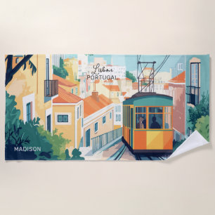 Individuelle Name und Text Lissabon Portugal Strandtuch